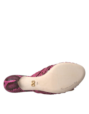 Rosa Exotische Leder Kitten Heels Rutschen Schuhe