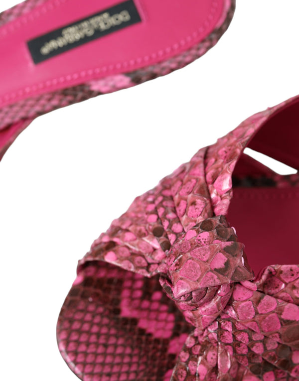 Rosa Exotische Leder Kitten Heels Rutschen Schuhe