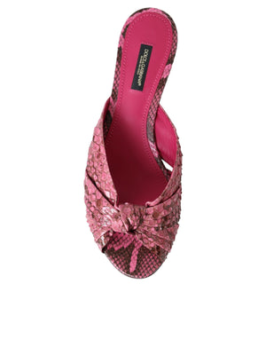Rosa Exotische Leder Kitten Heels Rutschen Schuhe