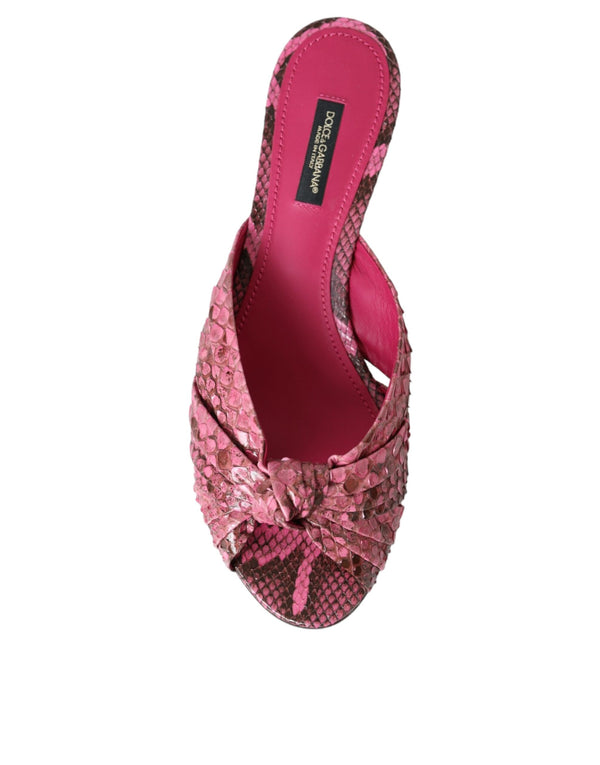 Rosa Exotische Leder Kitten Heels Rutschen Schuhe