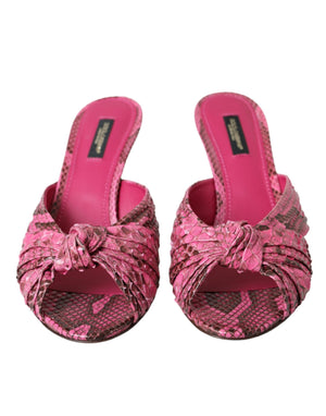 Rosa Exotische Leder Kitten Heels Rutschen Schuhe