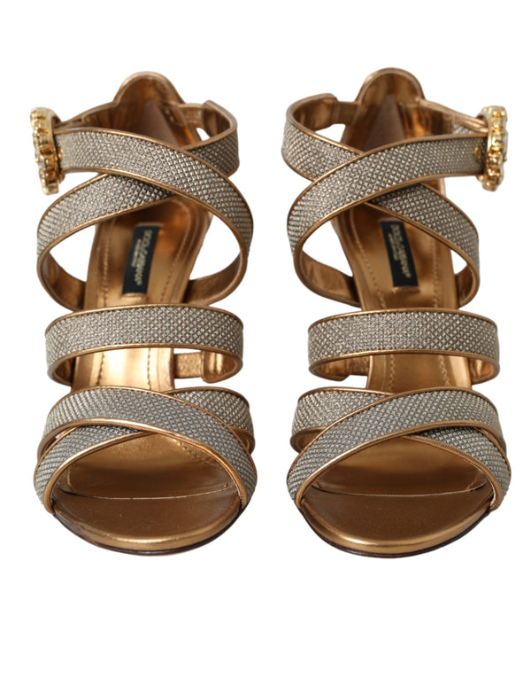 Bronze Crystal Strap Heels Sandalen Schuhe