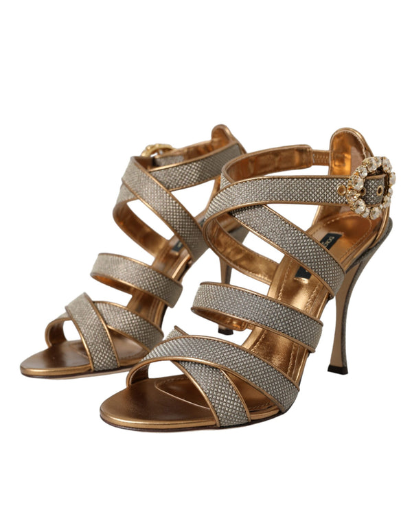 Bronze Crystal Strap Heels Sandalen Schuhe