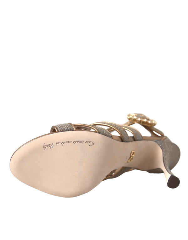 Bronze Crystal Strap Heels Sandalen Schuhe
