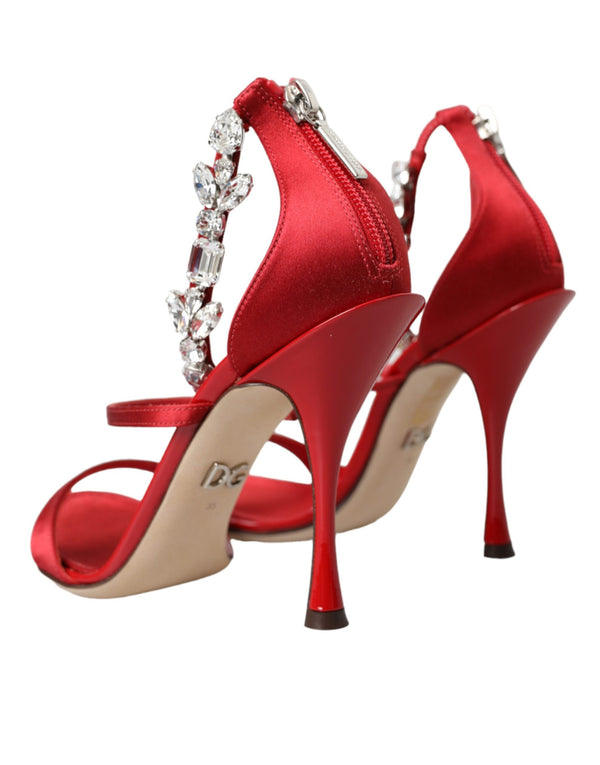 Rot Keira Satin Kristalle Sandalen Heels Schuhe