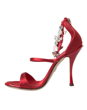 Rot Keira Satin Kristalle Sandalen Heels Schuhe