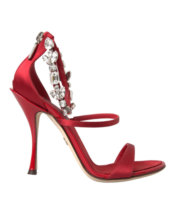 Rot Keira Satin Kristalle Sandalen Heels Schuhe