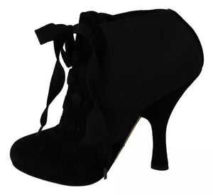 Schwarze Wildleder Stretch Stiefeletten Booties Schuhe