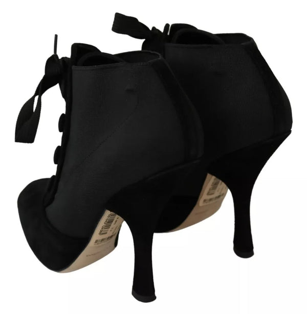 Schwarze Wildleder Stretch Stiefeletten Booties Schuhe