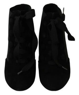 Schwarze Wildleder Stretch Stiefeletten Booties Schuhe