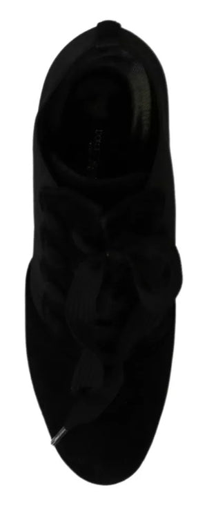 Schwarze Wildleder Stretch Stiefeletten Booties Schuhe