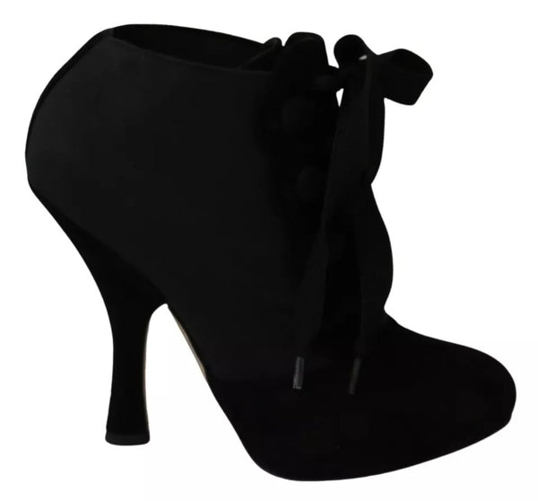 Schwarze Wildleder Stretch Stiefeletten Booties Schuhe