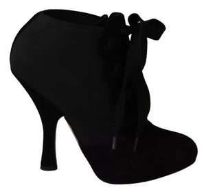 Schwarze Wildleder Stretch Stiefeletten Booties Schuhe