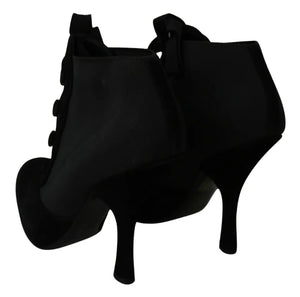 Schwarze Wildleder Stretch Stiefeletten Booties Schuhe