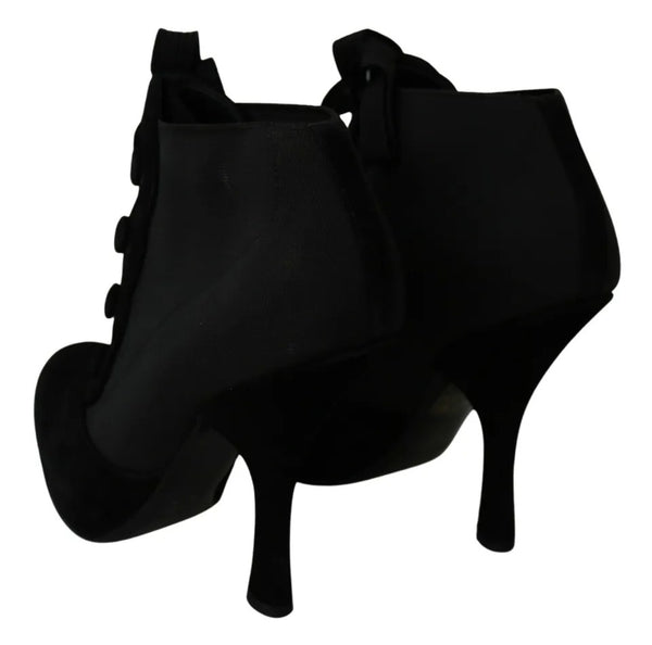 Schwarze Wildleder Stretch Stiefeletten Booties Schuhe