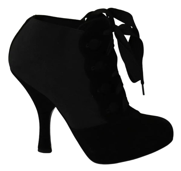 Schwarze Wildleder Stretch Stiefeletten Booties Schuhe
