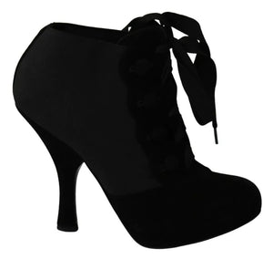 Schwarze Wildleder Stretch Stiefeletten Booties Schuhe
