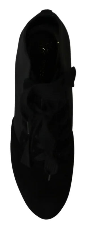 Schwarze Wildleder Stretch Stiefeletten Booties Schuhe