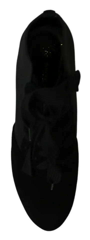 Schwarze Wildleder Stretch Stiefeletten Booties Schuhe