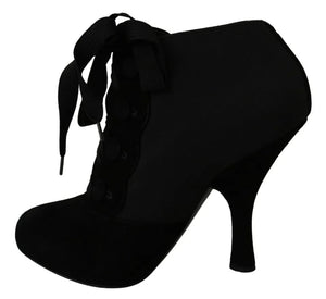Schwarze Wildleder Stretch Stiefeletten Booties Schuhe