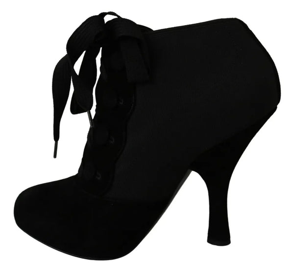 Schwarze Wildleder Stretch Stiefeletten Booties Schuhe