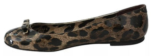 Braun Leopard Ballerina Flats Lederschuhe