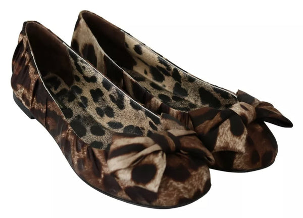 Braun Leopard Seide Ballerina Flats Schuhe