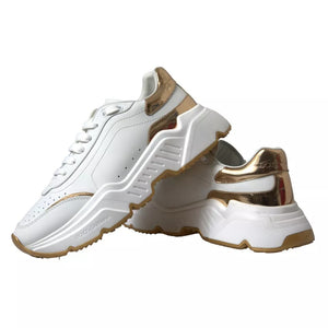 Weiß Gold Leder Männer Turnschuhe DAYMASTER Schuhe