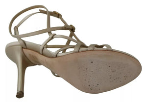 Gold Seide Knöchel Strap Heels Sandalen Schuhe