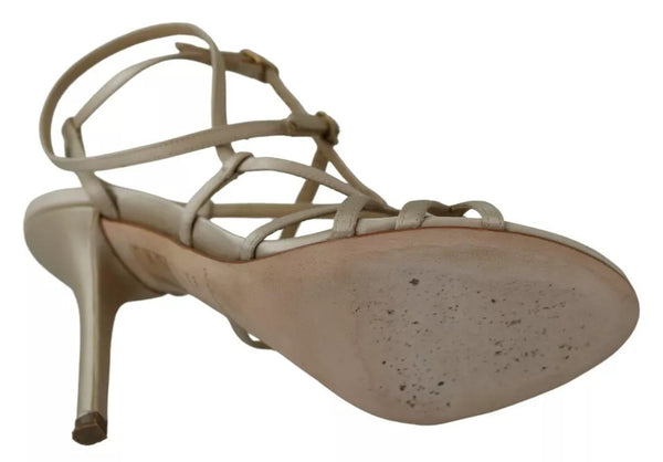 Gold Seide Knöchel Strap Heels Sandalen Schuhe