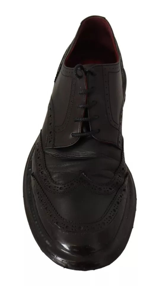 Schwarze Leder Brogue Oxford Dress Schuhe