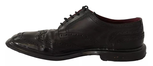Schwarze Leder Brogue Oxford Dress Schuhe