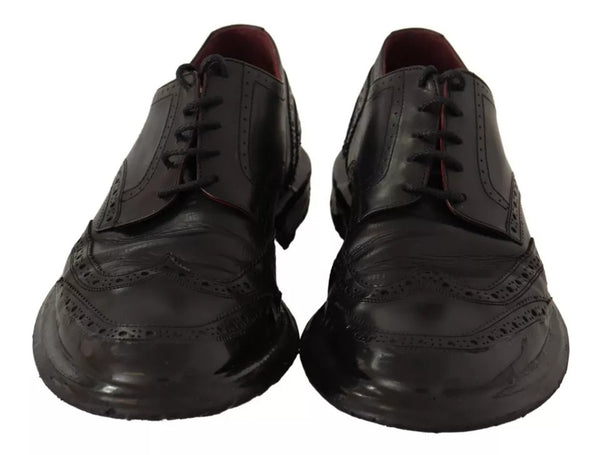 Schwarze Leder Brogue Oxford Dress Schuhe