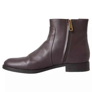 Braunes Leder AMORE Flats Ankle Boots Schuhe