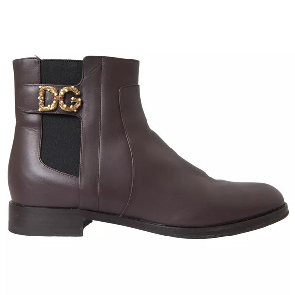 Braunes Leder AMORE Flats Ankle Boots Schuhe