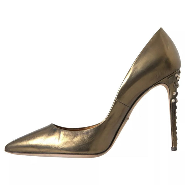 Bronze Leder verschönert Heels Pumps Schuhe