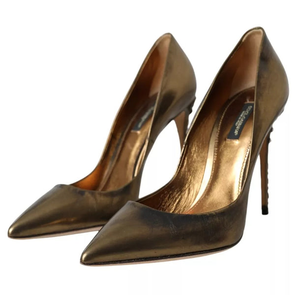 Bronze Leder verschönert Heels Pumps Schuhe