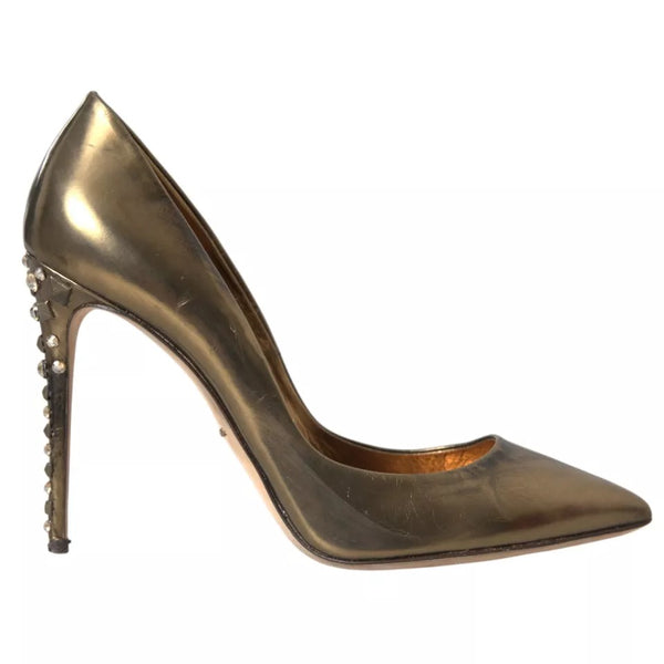 Bronze Leder verschönert Heels Pumps Schuhe