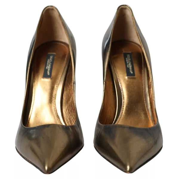 Bronze Leder verschönert Heels Pumps Schuhe