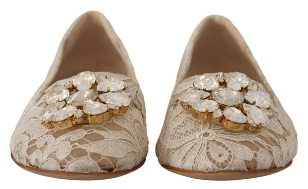 Beige Spitze Kristall Ballett Flats Loafers Schuhe