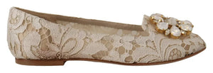 Beige Spitze Kristall Ballett Flats Loafers Schuhe