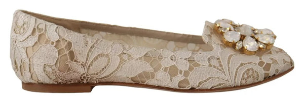 Beige Spitze Kristall Ballett Flats Loafers Schuhe
