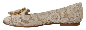 Beige Spitze Kristall Ballett Flats Loafers Schuhe