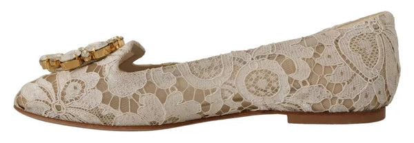 Beige Spitze Kristall Ballett Flats Loafers Schuhe