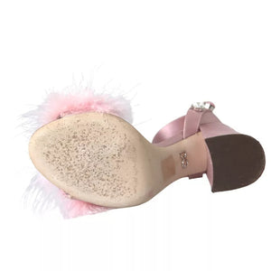 Rosa Türkei Feder Kristall Sandalen Schuhe