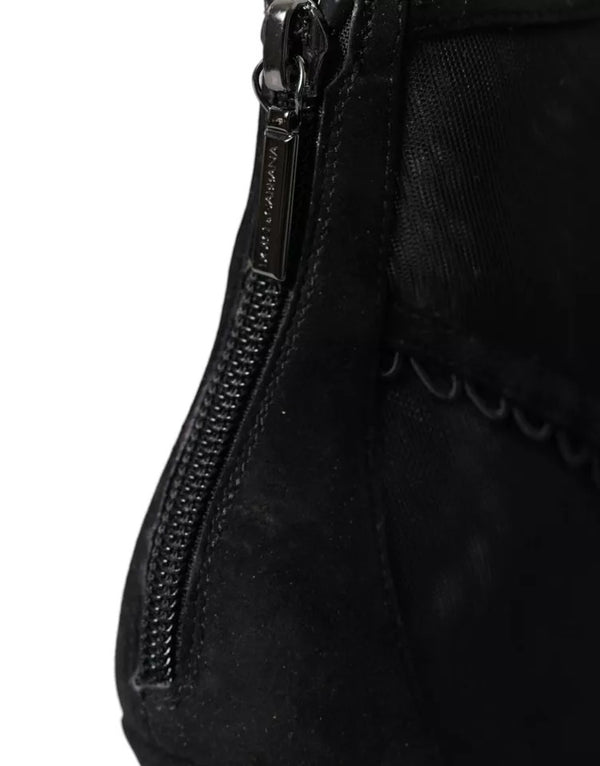 Schwarz Tüll Stiletto Heels Kurze Stiefel Schuhe