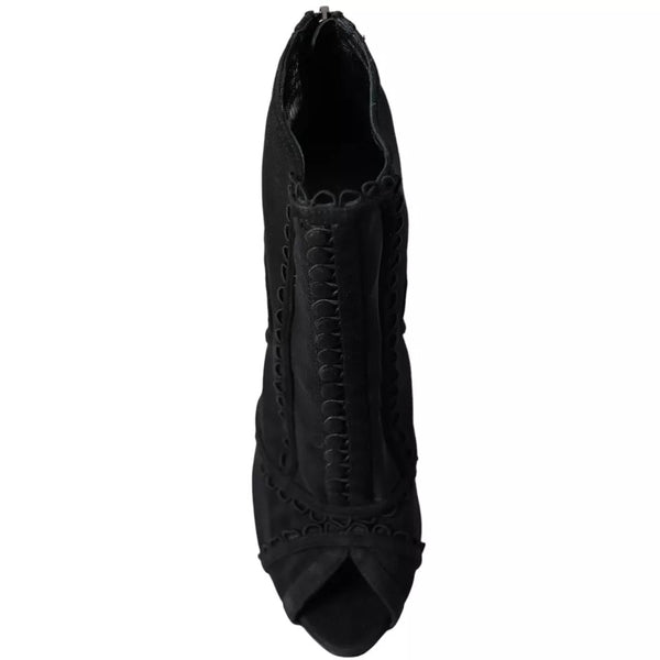 Schwarz Tüll Stiletto Heels Kurze Stiefel Schuhe