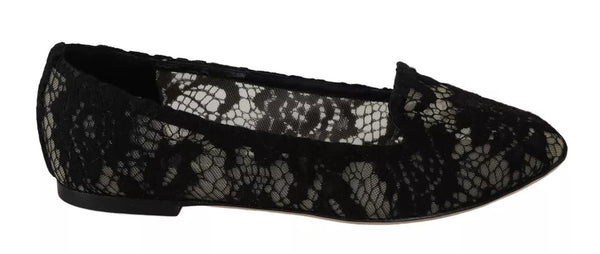 Schwarz Floral Spitze Loafers Flats Schuhe