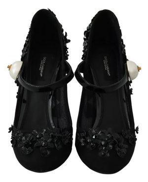 Schwarz Floral Embellish Heels Mary Janes Pumps Schuhe
