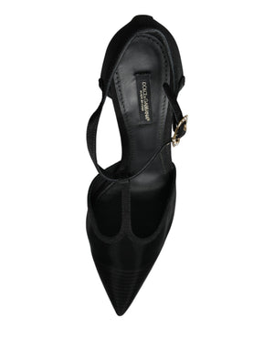 Schwarz Mesh T-strap Stiletto High Heels Schuhe